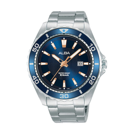 Alba Active AG8L25X1 Men Blue Patterned Dial Stainless Steel Strap