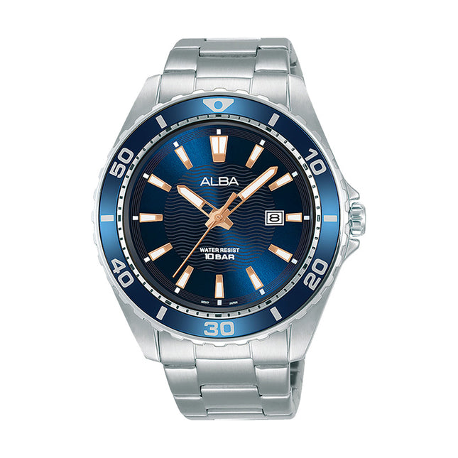 Alba Active AG8L25X1 Men Blue Patterned Dial Stainless Steel Strap