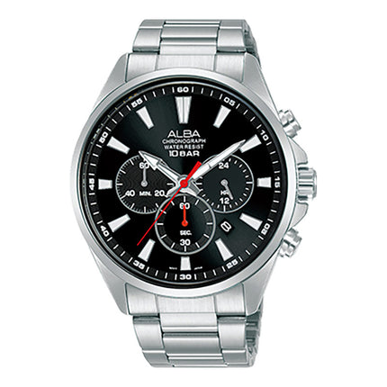 Alba Active AT3G53X1 Chronograph Men Black Dial Stainless Steel Strap