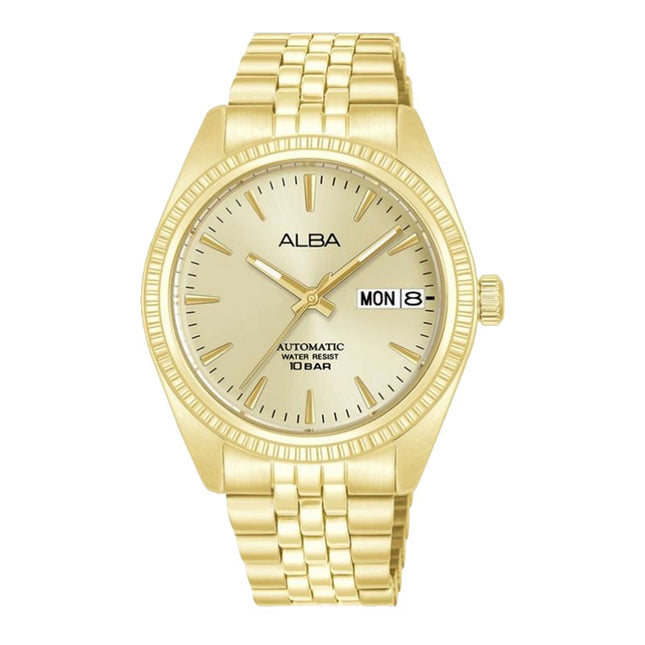 Alba Mechanical AL4796X1 Ladies Automatic Light Champagne Dial Gold Stainless Steel Strap