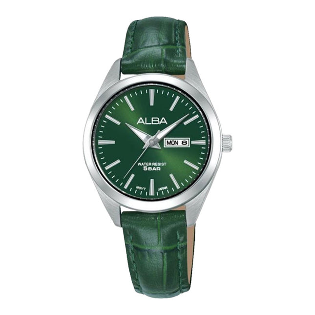 Alba AN8125X1 Ladies Green Dial Green Leather Strap