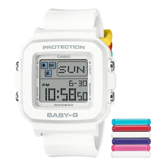 Casio Baby-G + Plus BGD-10L-7DR Ladies Digital Dial White Resin Band