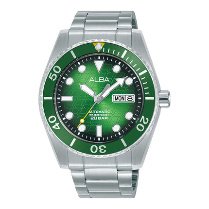 Alba Mechanical AL4437X1 Automatic Men Green Black Gradation Patterned Dial Stainless Steel Strap