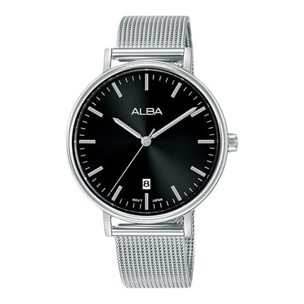Alba Fashion AG8N85X1 Ladies Black Dial Stainless Steel Mesh Strap