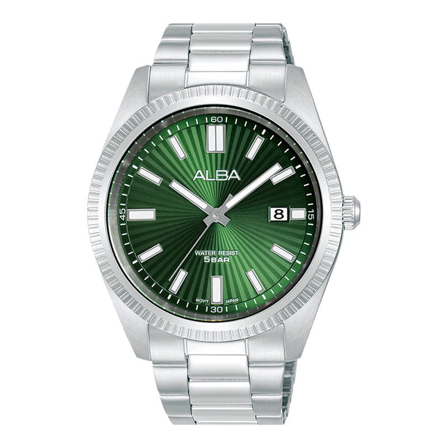 Alba Prestige AS9S67X1 Men Green Patterned Dial Stainless Steel Strap