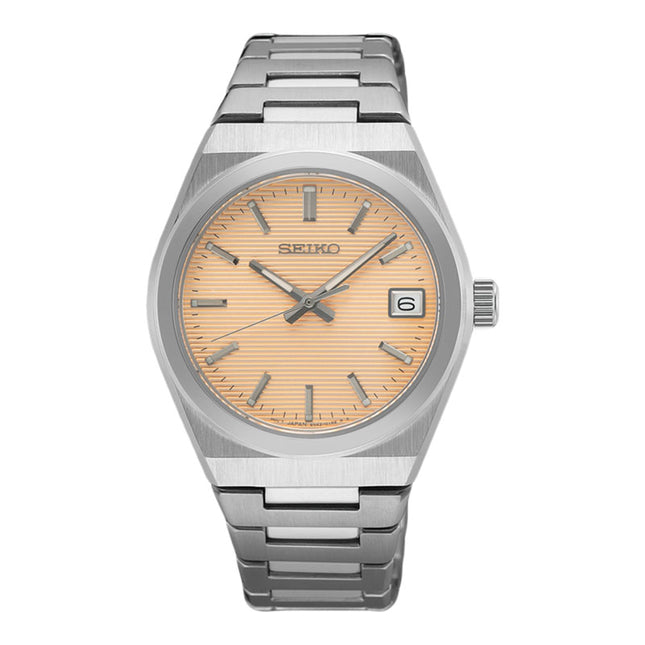 Seiko Ladies SUR577P1 Discover More Light Orange Dial Stainless Steel Strap