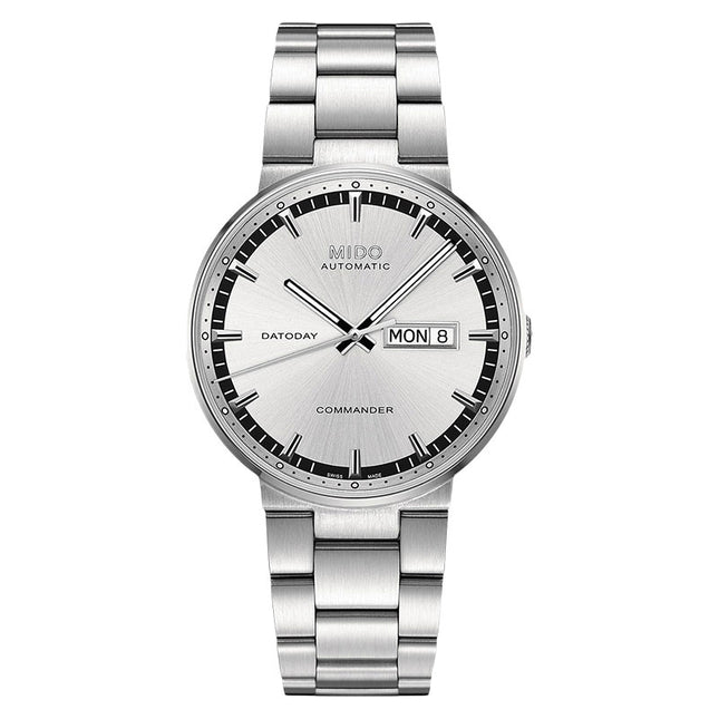 MIDO Commander M014.430.11.031.80 Datoday Automatic Silver Dial Stainless Steel Strap