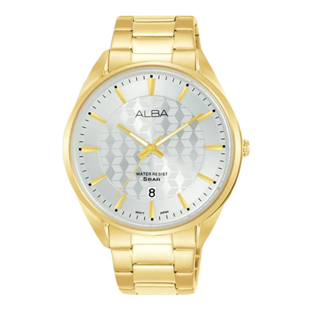 Alba AS9Q76X1 Silver Dial Gold Stainless Steel Strap