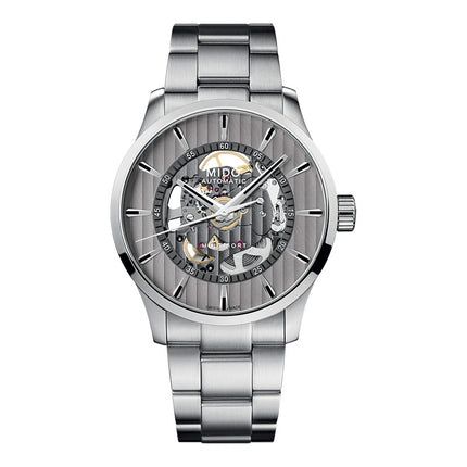 MIDO Multifort M038.436.11.031.00 Skeleton Vertigo Automatic Grey Dial Stainless Steel Strap