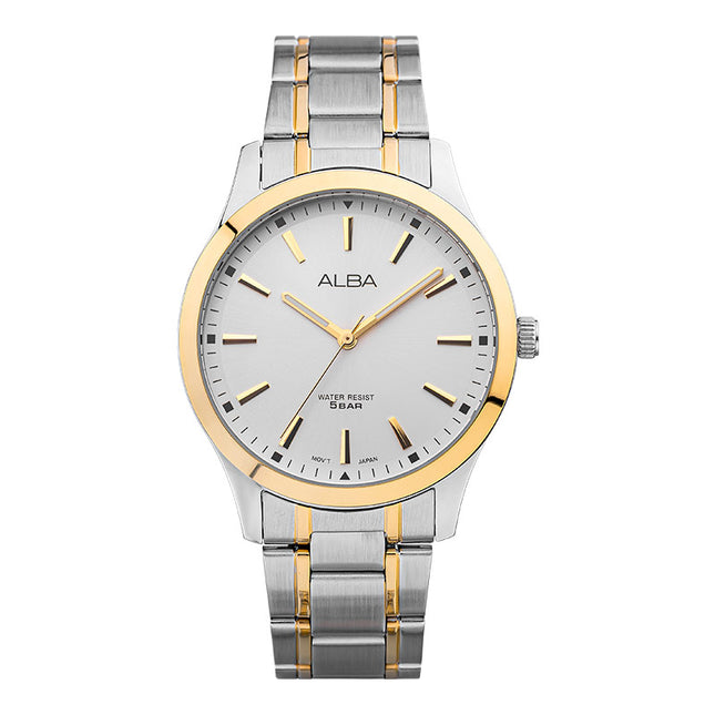 Alba Prestige ARX010X1 Men Silver Dial Dual Tone Stainless Steel Strap