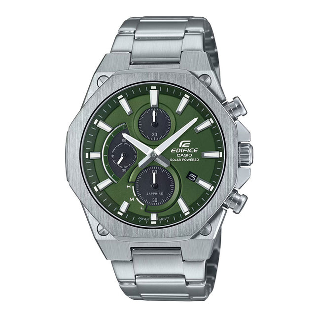 Casio Edifice Slim Line EFS-S570D-3AUDF Chronograph Tough Solar Green Dial Stainless Steel Band