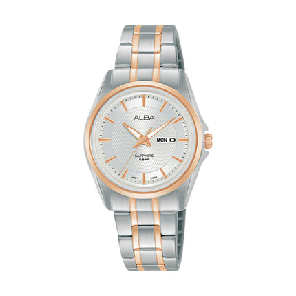 Alba AN8020X1 Silver Pattern Dial Dual Tone Stainless Steel Strap