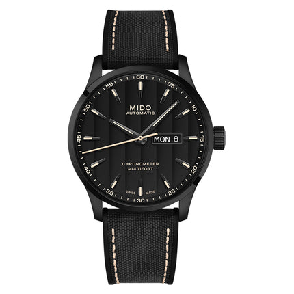 Mido Multifort M038.431.37.051.00 Chronometer Automatic Black Dial Black Leather Strap