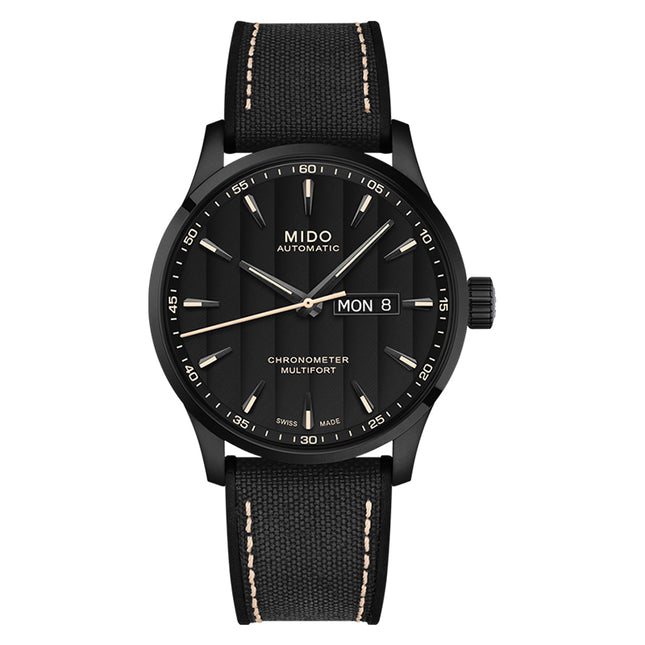 Mido Multifort M038.431.37.051.00 Chronometer Automatic Black Dial Black Leather Strap