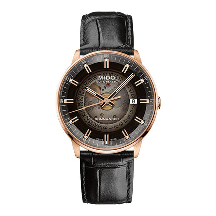 MIDO Commander II M021.407.36.411.00 Gradient Dial Black Leather Strap