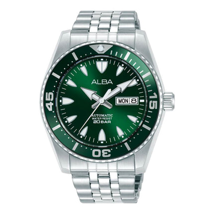 Alba Mechanical AL4767X1 Men Sunburst Green Dial Stainless Steel Strap