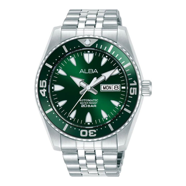 Alba Mechanical AL4767X1 Men Sunburst Green Dial Stainless Steel Strap