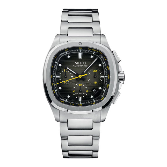 MIDO Multifort TV M049.527.11.081.00 Men Chronograph Black Dial Stainless Steel Strap + Extra Strap