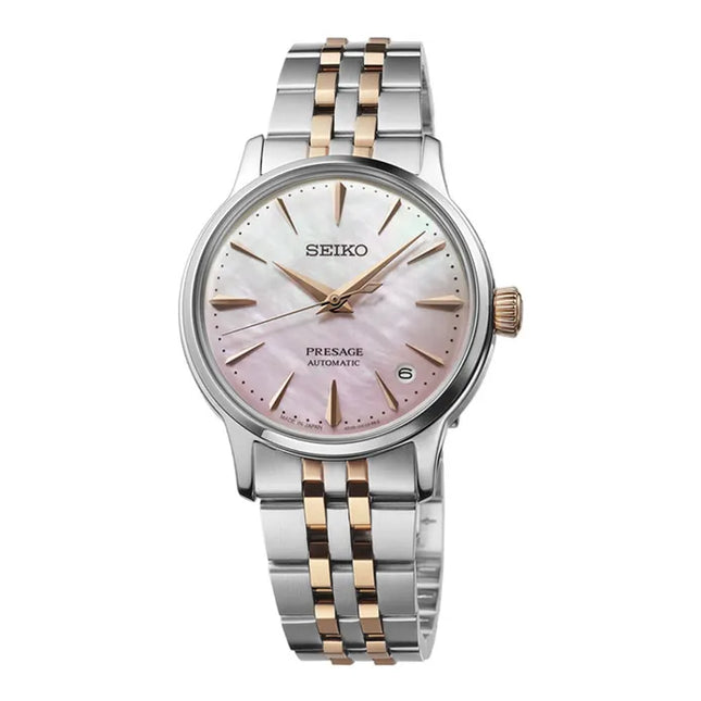 Seiko Presage SRPM06J1 Cocktail Time Springtime Pink Dial Dual Tone St Steel Strap Limited Edition