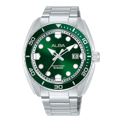Alba Active AS9W23X1 Men Green Dial Stainless Steel Strap