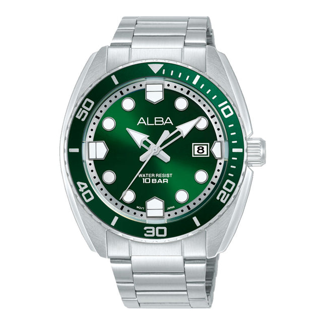 Alba Active AS9W23X1 Men Green Dial Stainless Steel Strap