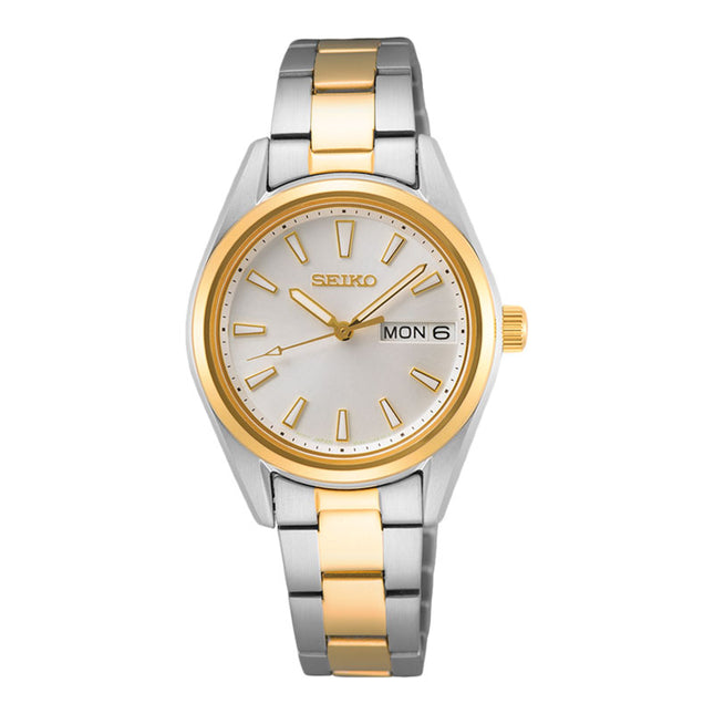 Seiko Ladies SUR454P1 Discover More Silver Dial Dual Tone Stainless Steel Strap