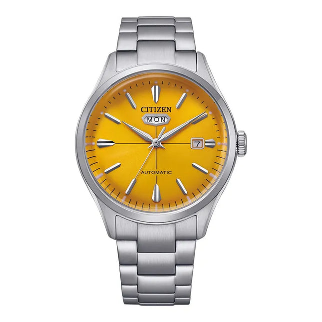 Citizen C7 Mechanical NH8391-51Z Crystal Seven Reissue Men Yellow Dial Stainless Steel Strap