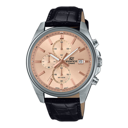 Casio Edifice EFV-610EL-5AUDF Chronograph Men Rose Gold Dial Black Leather Band