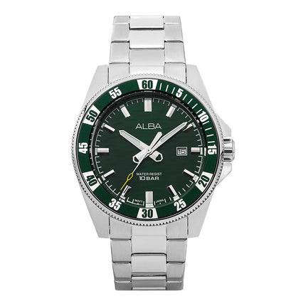 Alba Active AG8L87X1 Men Green Patterned Dial Stainless Steel Strap