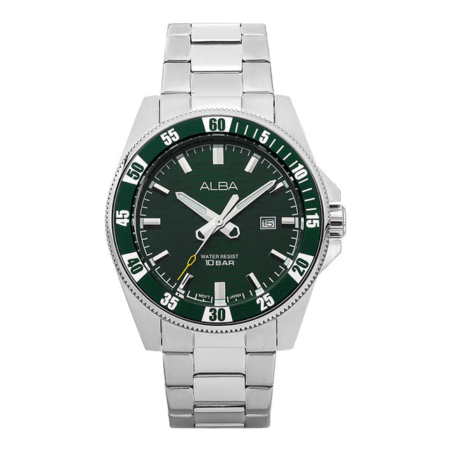 Alba Active AG8L87X1 Men Green Patterned Dial Stainless Steel Strap