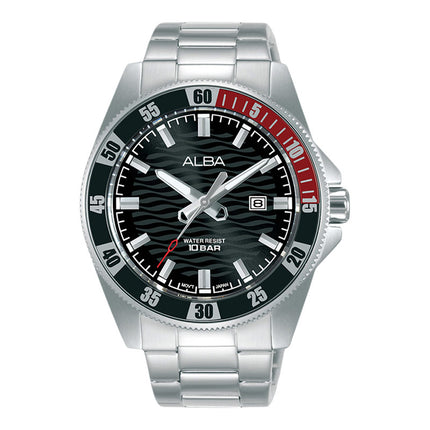 Alba Active AG8L97X1 Men Black Patterned Dial Stainless Steel Strap