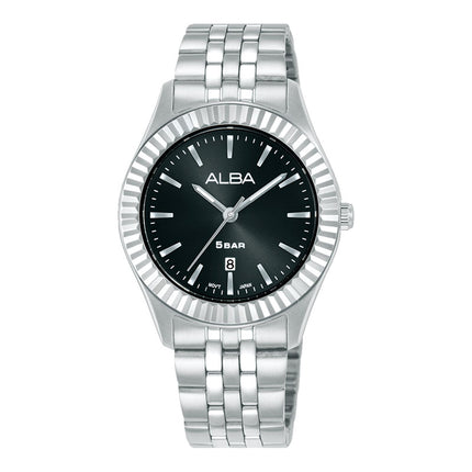 Alba Fashion AH7FG3X1 Ladies Analog Black Dial Stainless Steel Strap