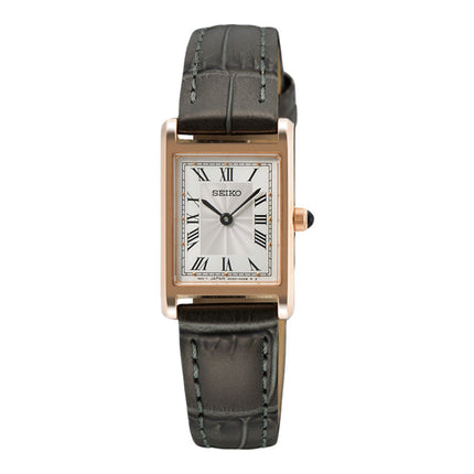 Seiko Classic SWR096P1 Tank Discover More Ladies White Dial Leather Strap