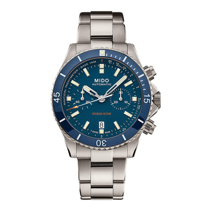 MIDO Ocean Star M026.627.44.041.00 Captain Chronograph Blue Dial Titanium Strap