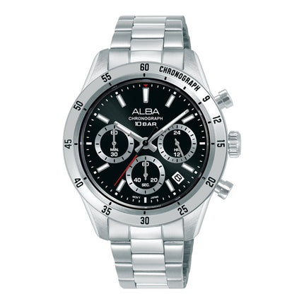 Alba Active AT3L27X1 Chronograph Men Black Dial Stainless Steel Strap