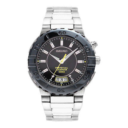 Seiko Criteria SNQ057P1 Perpetual Calendar Black Dial Stainless Steel Strap