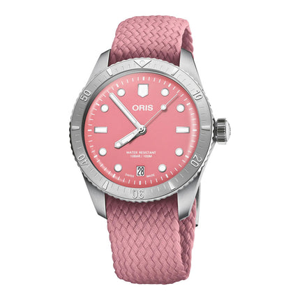 Oris Divers Sixty Five 01-733-7771-4058-07-3-19-04S Cotton Candy Red Dial Red Nylon Strap