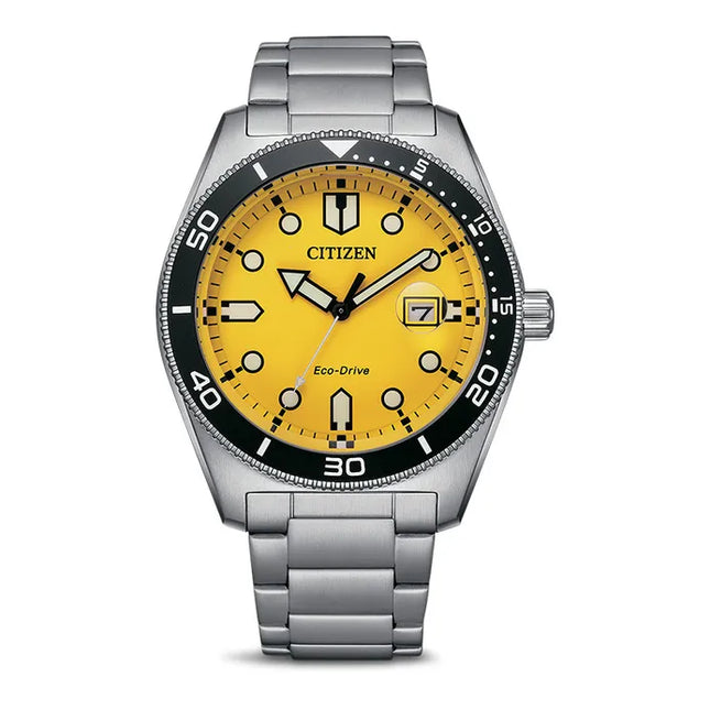 Citizen Eco Drive AW1760-81Z Yellow Dial Stainless Steel Strap