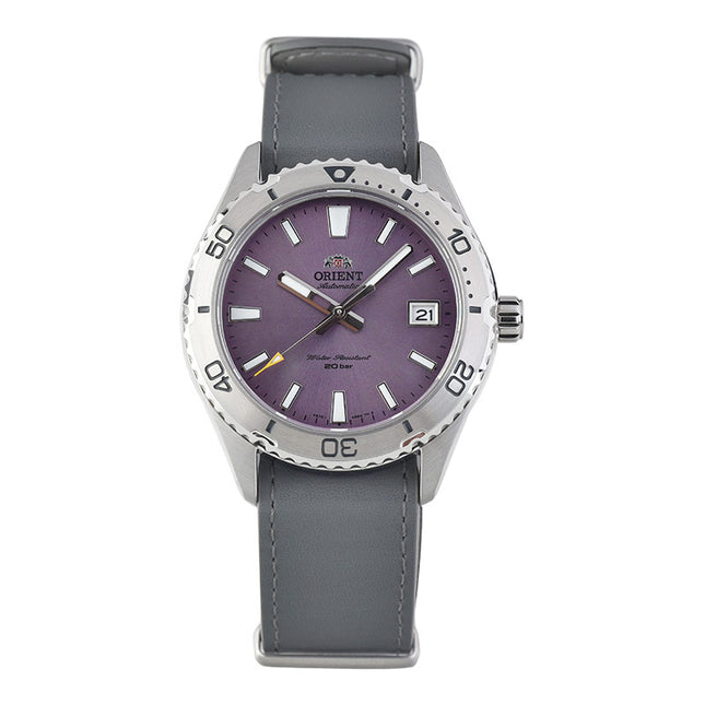 Orient Mako 40 RA-AC0Q07V Men Lilac Dial Grey Leather Strap