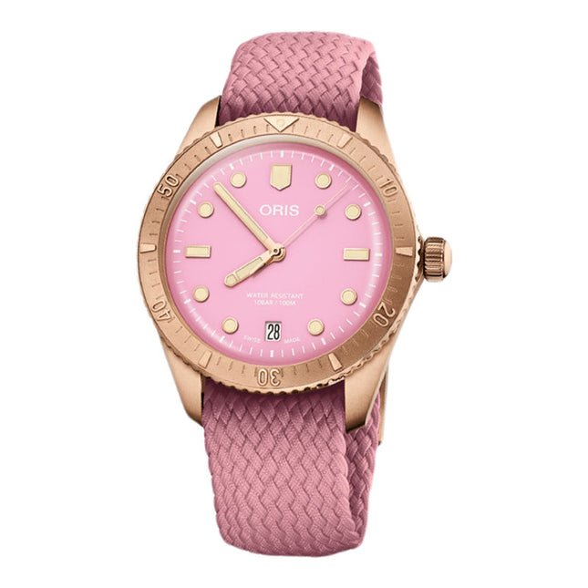 Oris Divers Sixty-Five 01-733-7771-3158-07-3-19-04BRS Cotton Candy Pink Dial Pink Nylon Strap