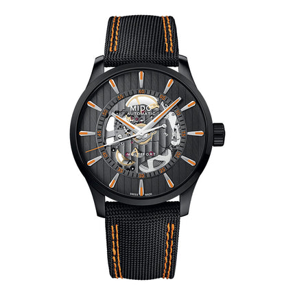 MIDO Multifort M038.436.37.051.00 Skeleton Vertigo Automatic Anthracite Dial Black Fabric Strap