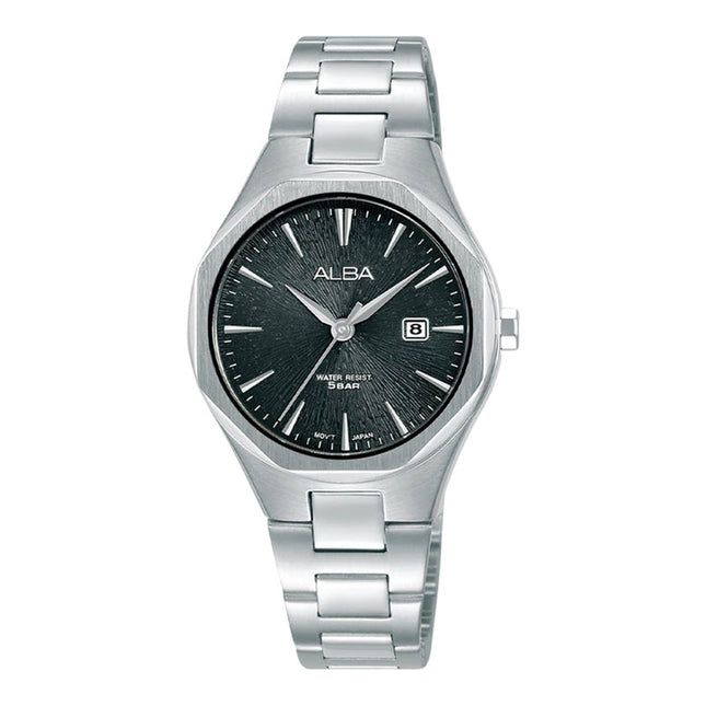 Alba Prestige AH7DP1X1 Ladies Black Dial Stainless Steel Strap