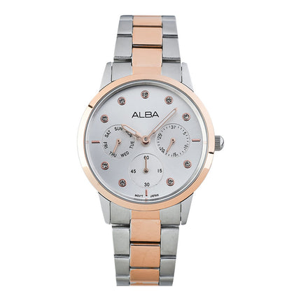 Alba AP6724X1 Ladies Multifunction Silver Dial Dual Tone Stainless Steel Strap