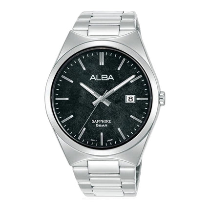 Alba Prestige AS9V83X1 Men Sapphire Black Dial Stainless Steel Strap