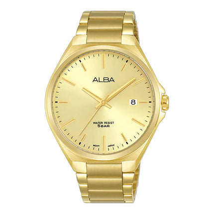 Alba Prestige AS9P82X1 Men Light Champagne Dial Gold Stainless Steel Strap
