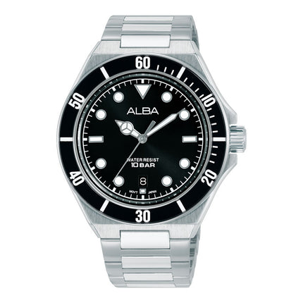 Alba Active AS9W19X1 Men Black Dial Stainless Steel Strap