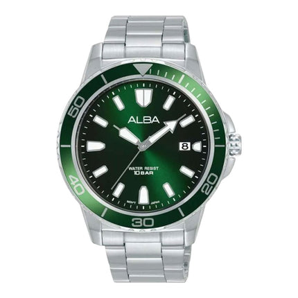Alba AS9U09X1 Men Green Dial Stainless Steel Strap