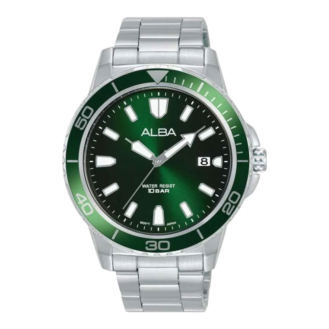 Alba AS9U09X1 Men Green Dial Stainless Steel Strap