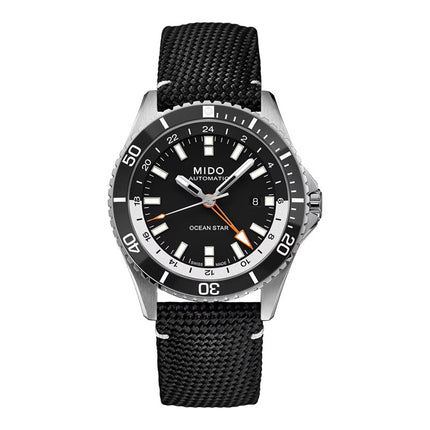MIDO Ocean Star M026.629.17.051.01 GMT Black Dial Black Fabric With Leather Strap