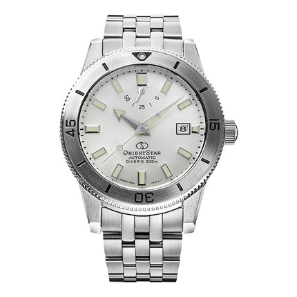 Orient Star RE-AU0502S M42 Olympia Calendar Diver Reissue Silver Dial Metal Strap Limited Edition